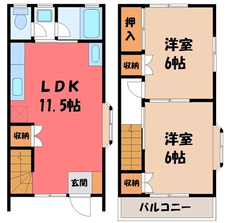 宇都宮駅 バス28分  上戸祭小入口下車：停歩6分 1-2階の物件間取画像